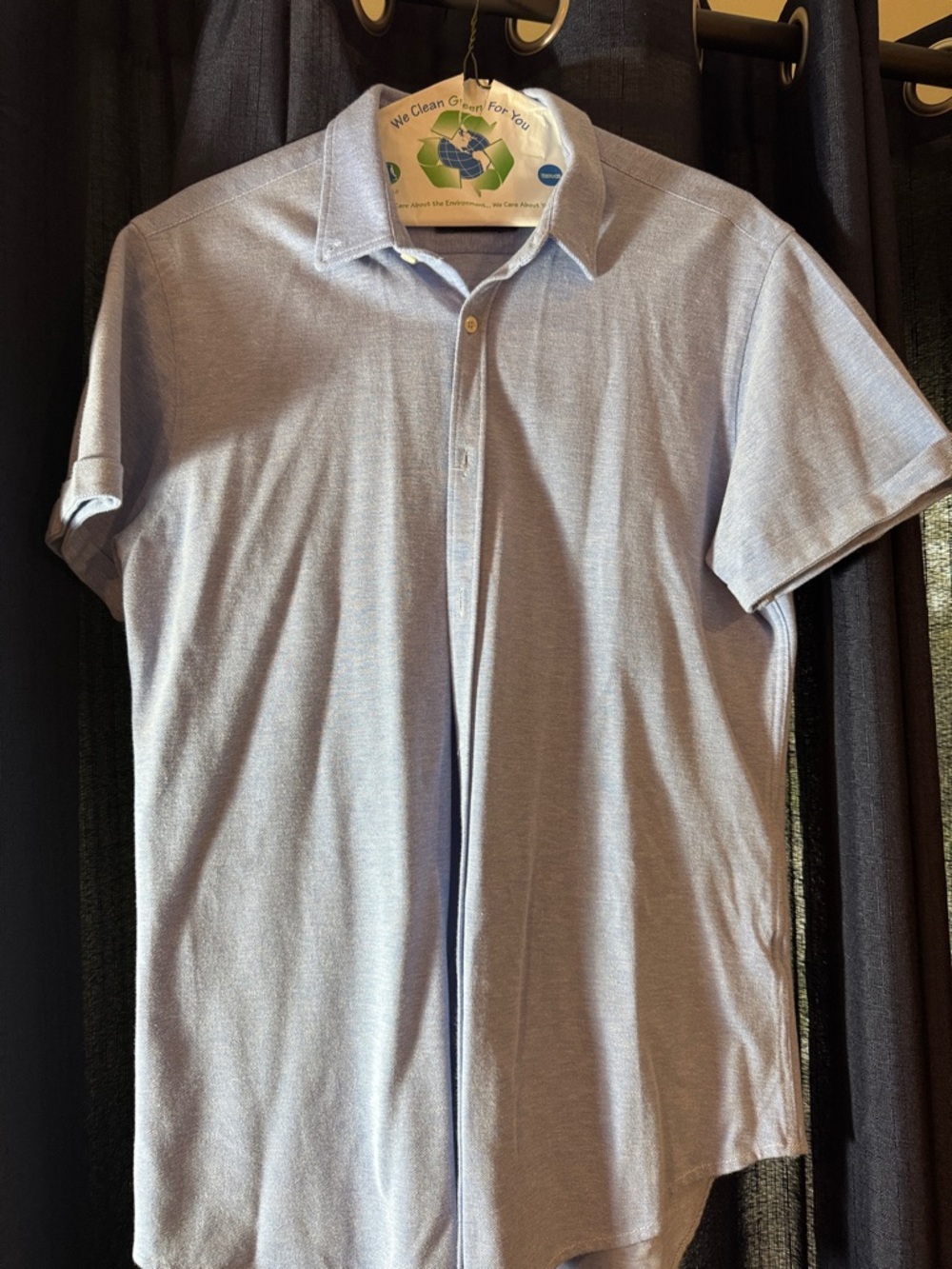 Zara Light Blue Short Sleeve Button-Down Shirt